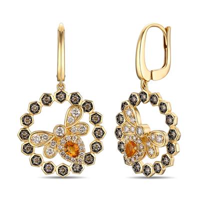 Dangle Diamonds Earring - Colored Stone Earrings