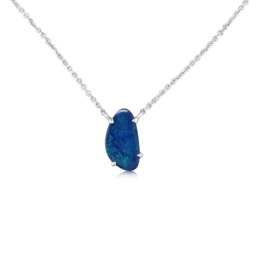 Classic Australian Opal Doublet Necklace - Colored Stone Necklace