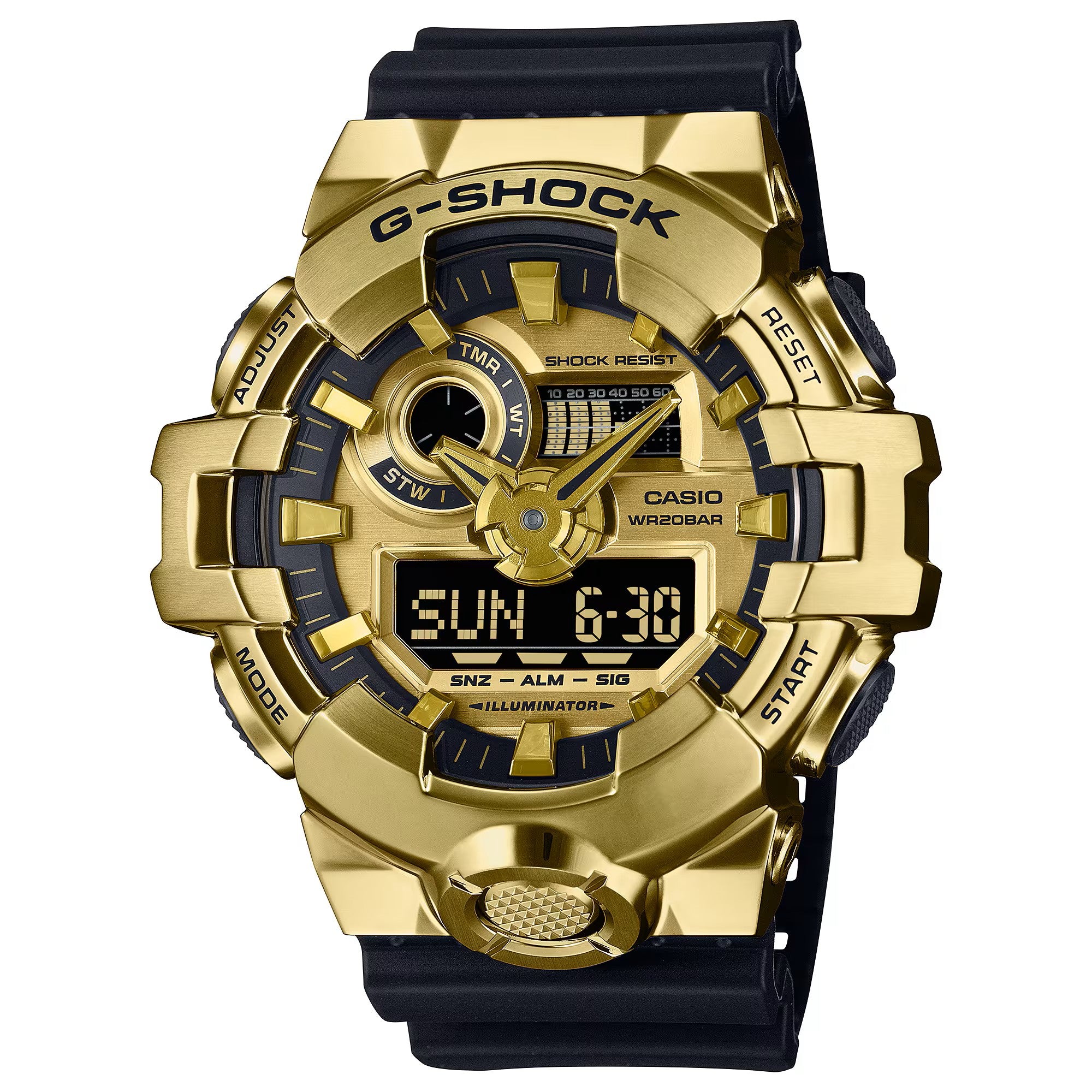 Casio G-SHOCK GM700G ゴールド デジタル腕時計 Casio G-Shock GM700G-9A Men's Watch, Black and Gold-Tone