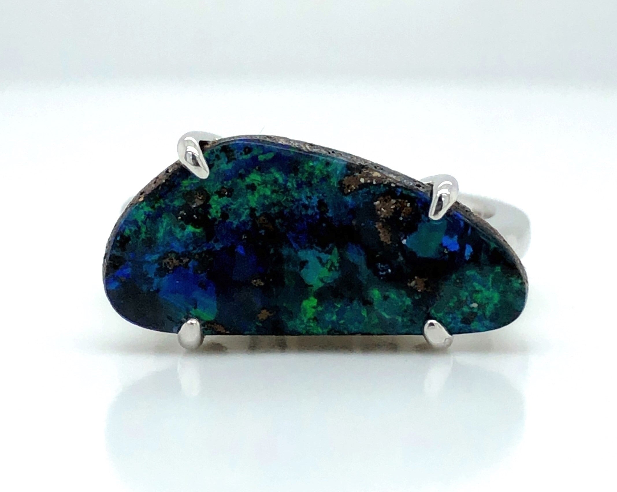 Inspired Boulder Opal Ring - Colored Stone Rings - Womens