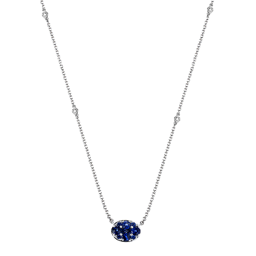 Station Diamonds Necklace - Colored Stone Necklace