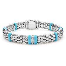 Lady's White Sterling Silver Beaded Bangle Bracelet Length 6.5 5=0.11tw Round G/H SI1 Diamonds - Diamond Fashion