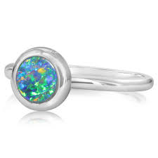 Classic Australian Opal Doublet Ring - Colored Stone Rings - Womens