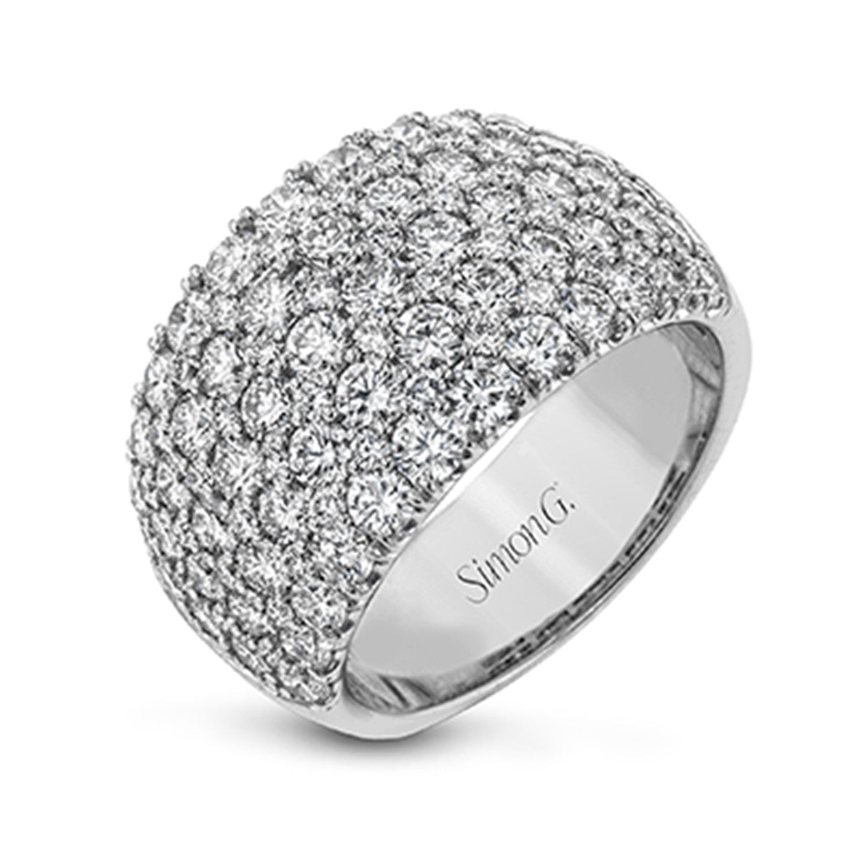 Lady's Pave Diamond Fashion Dome Right Hand Ring 1.35ctw 18K White Gol –  Mark Areias J,