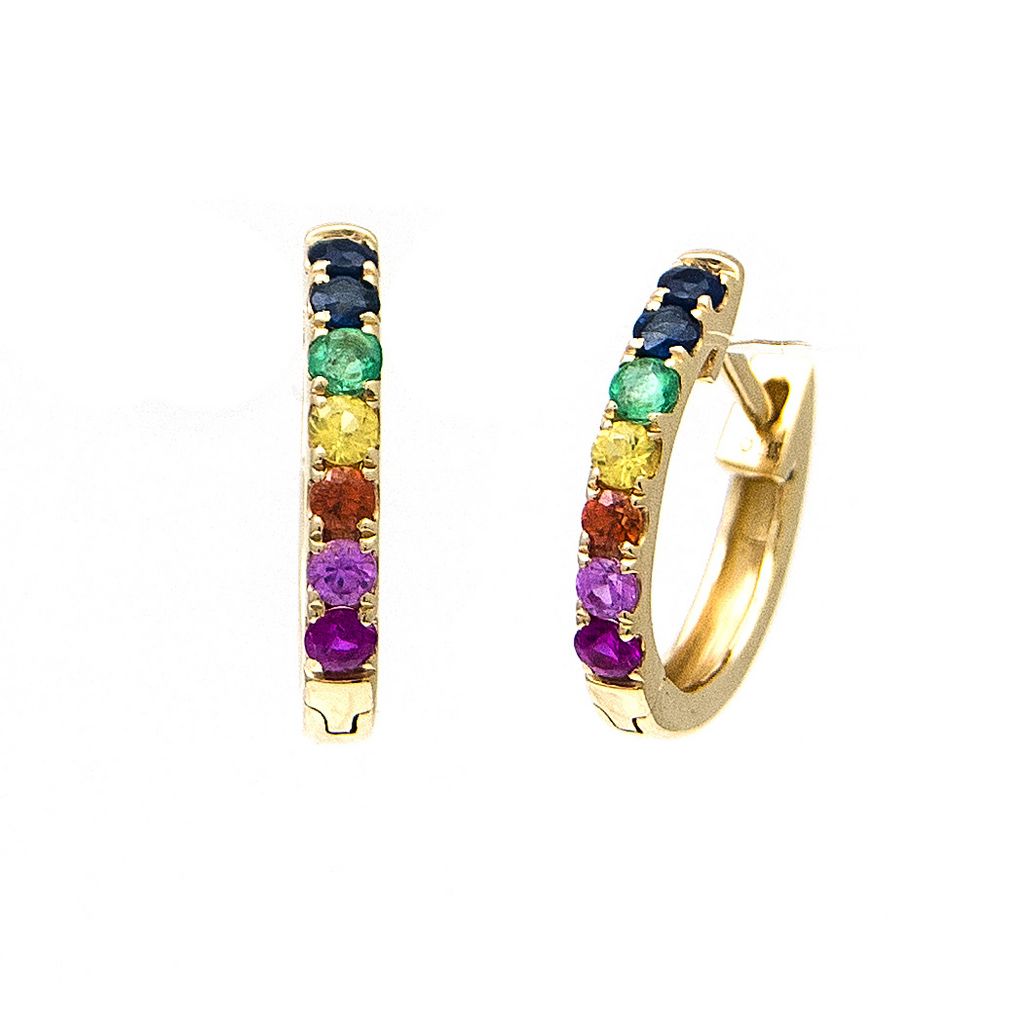 Huggie Sapphire Earring - Colored Stone Earrings