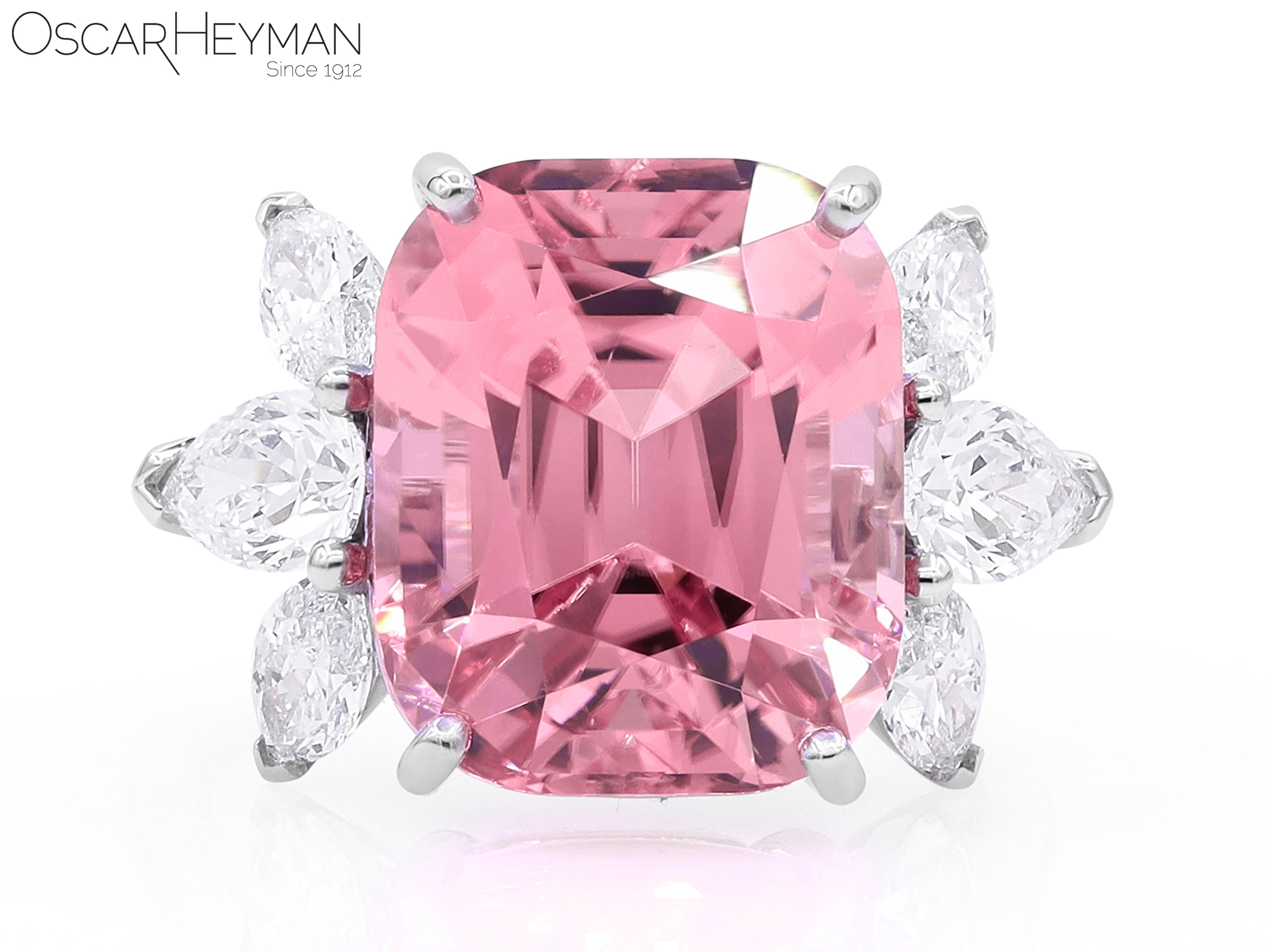 Oscar Heyman 10 CT Pink Tourmaline and Diamond Ring in Platinum