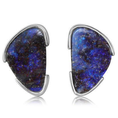 Stud Australian Opal Doublets Earring - Colored Stone Earrings
