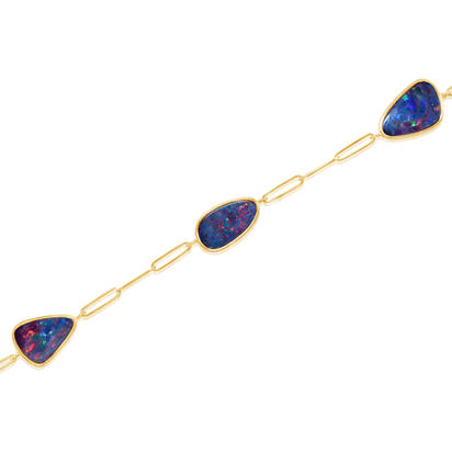 Link Australian Opal Doublet Bracelet - Colored Stone Bracelets