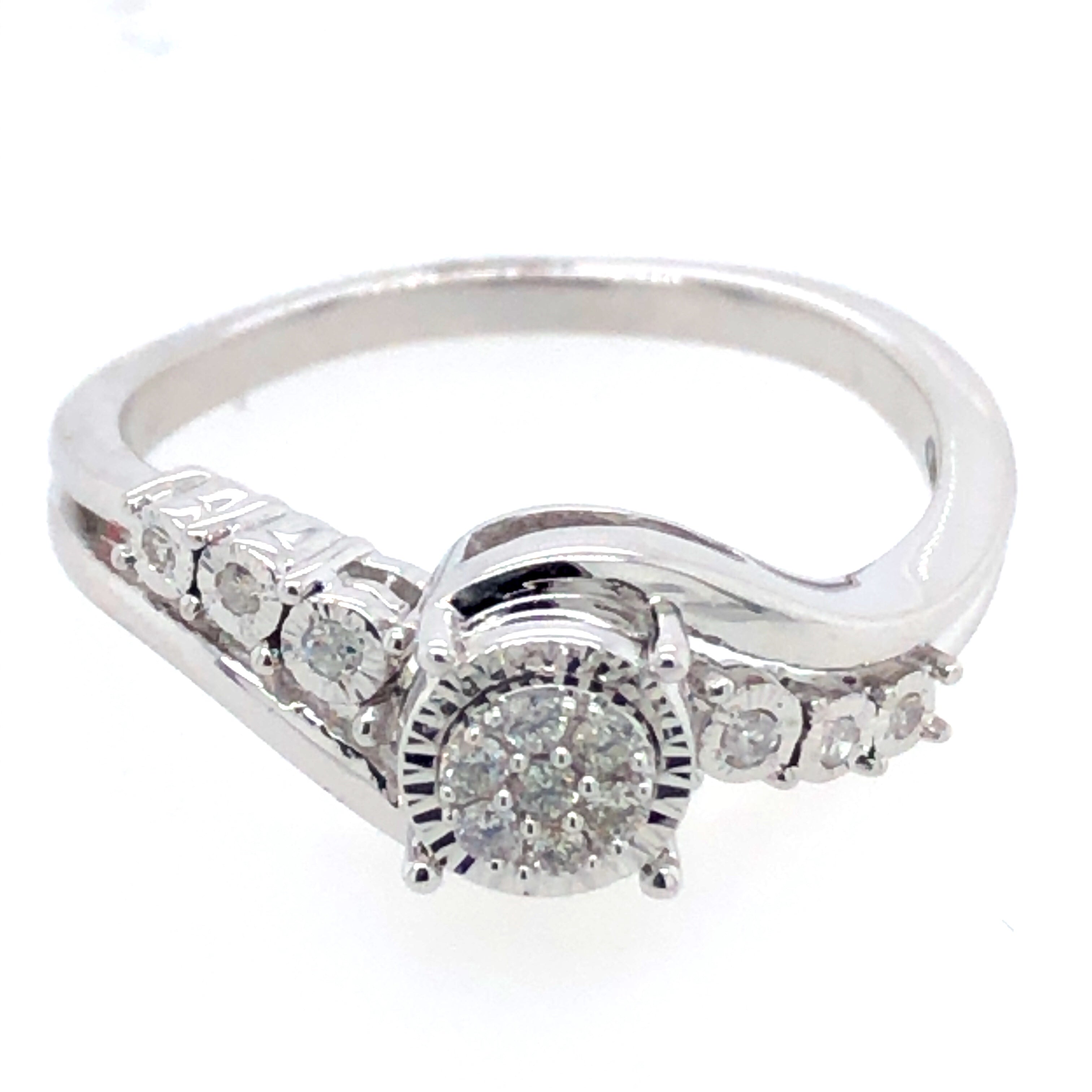 Cluster Split Shank Engagement Ring - Diamond Engagement Rings