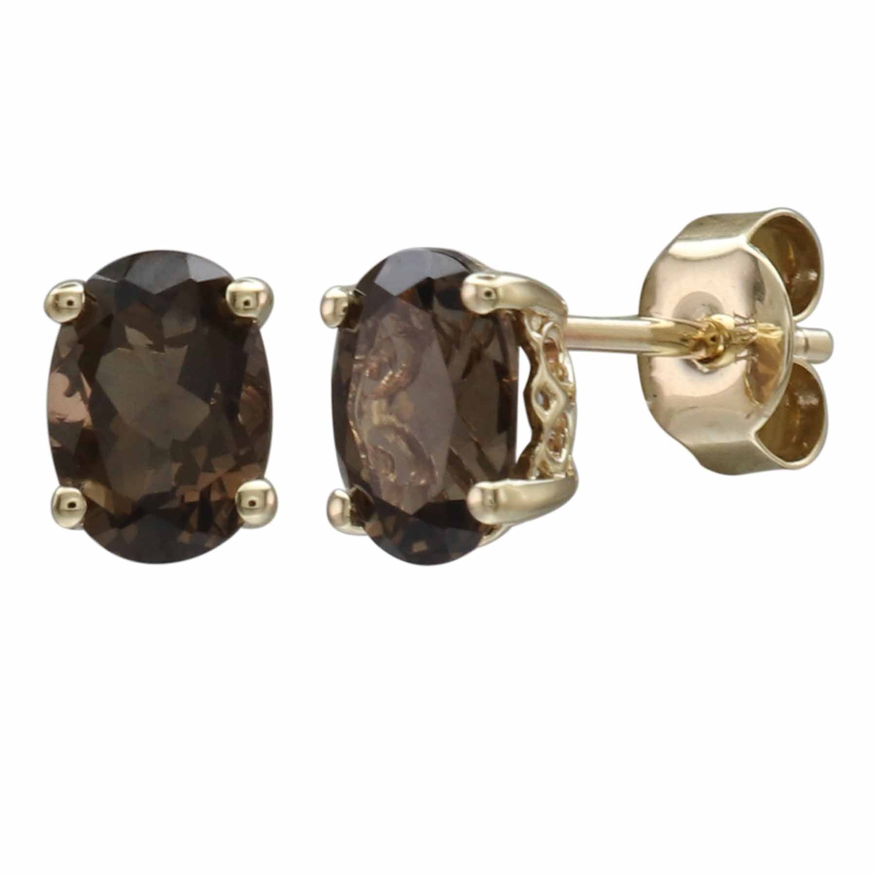 Stud Smoky Quartzs Earring - Colored Stone Earrings