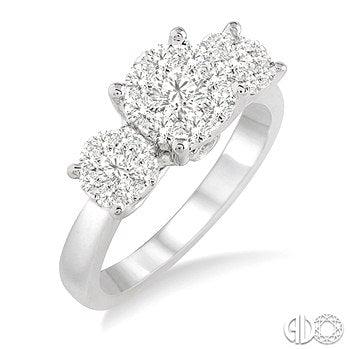 Cluster 3 Stone Engagement Ring - Diamond Engagement Rings