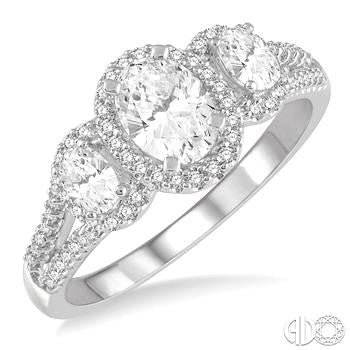 Halo 3 Stone Engagement Ring - Diamond Engagement Rings