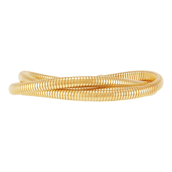 Bracelet of intertwined ribbed gold bands