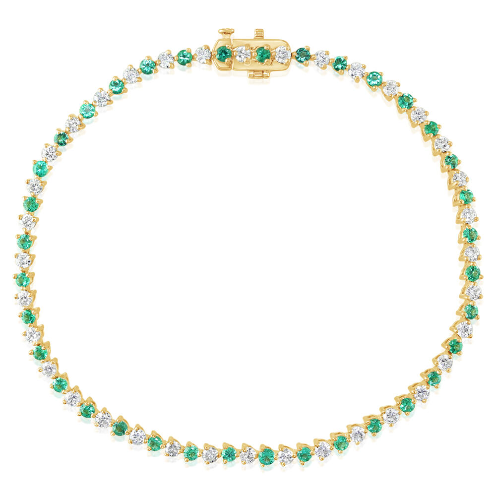 In Line Treated Emeralds Bracelet - Colored Stone Bracelets
