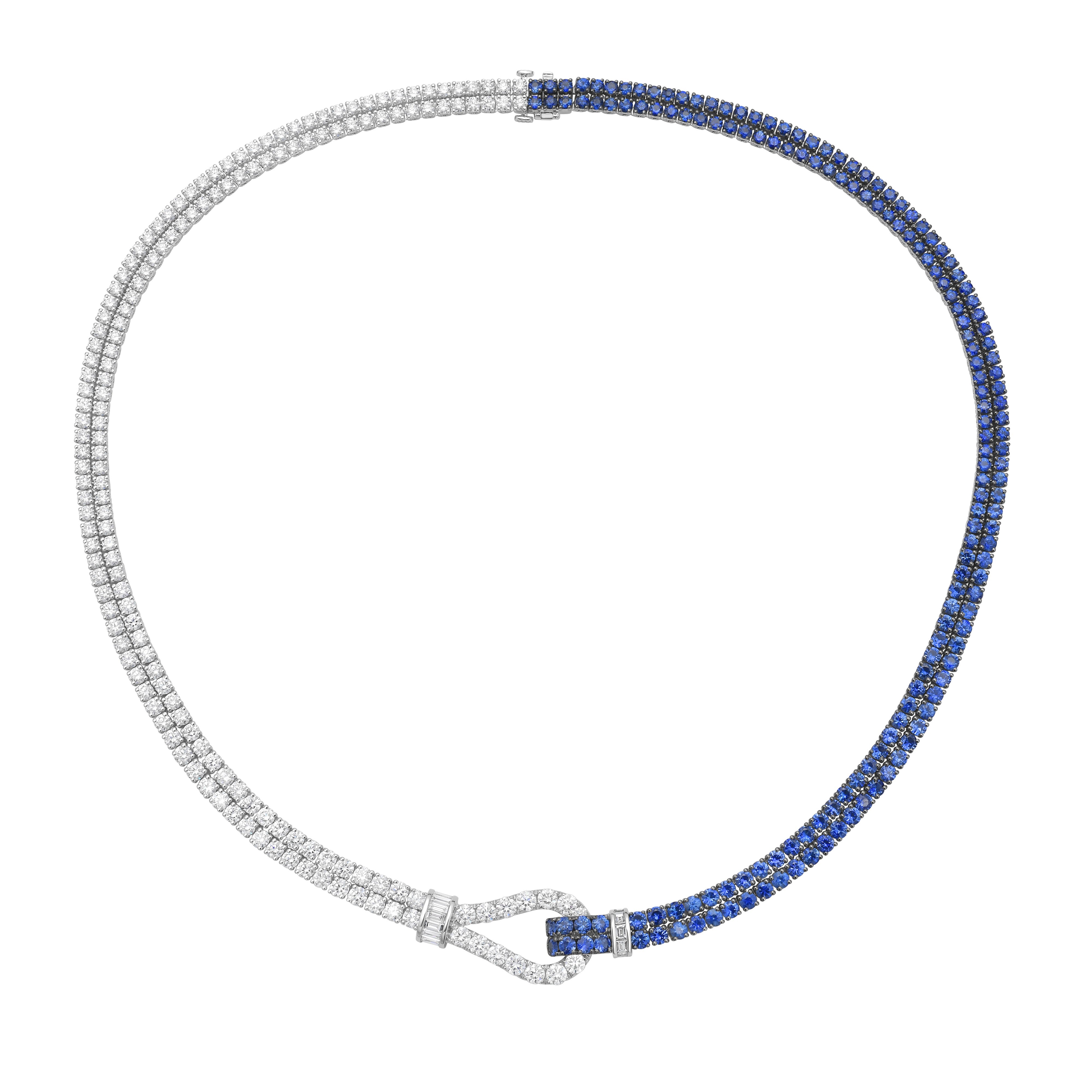 Charles Krypell 11.26 CTW Sapphire Knot Necklace, 18K White Gold - Color