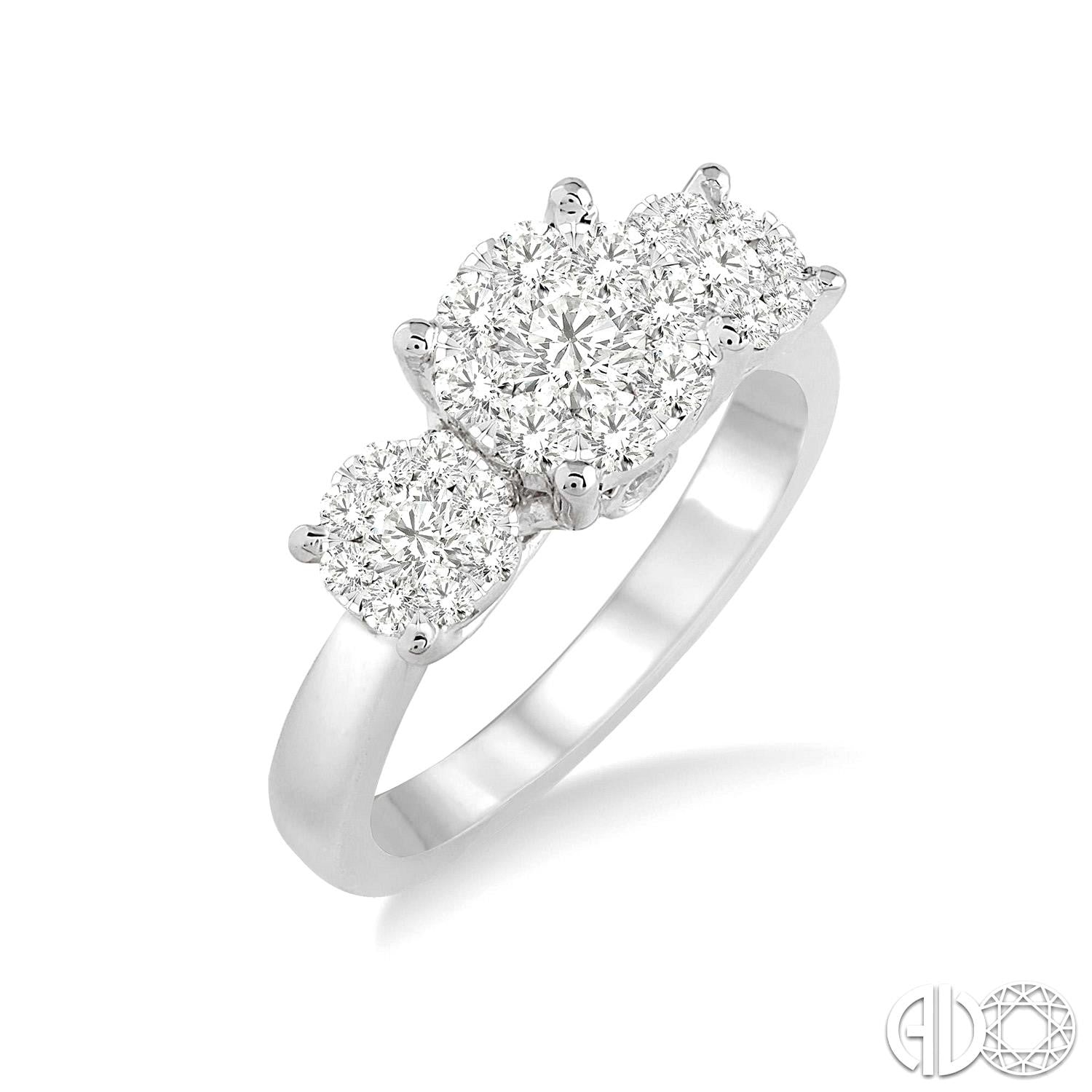 Cluster 3 Stone Engagement Ring - Diamond Engagement Rings