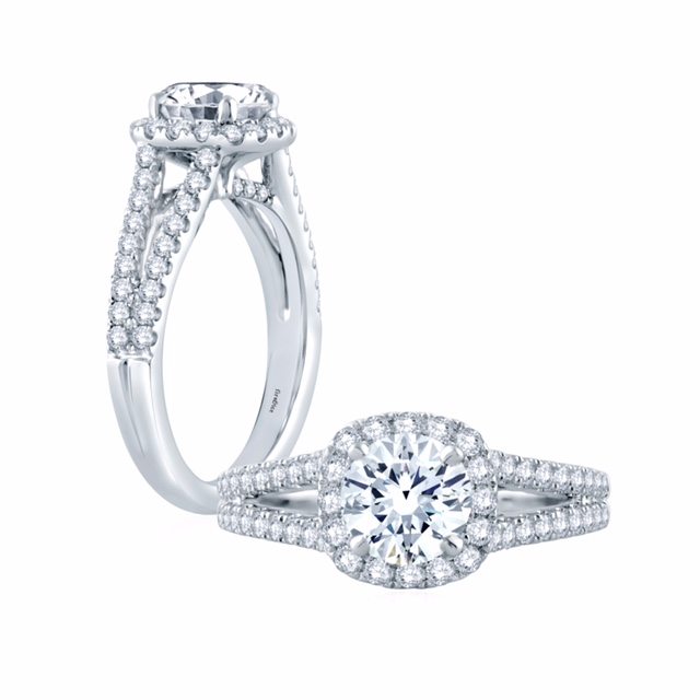 Halo Split Shank Engagement Ring - Diamond Engagement Rings