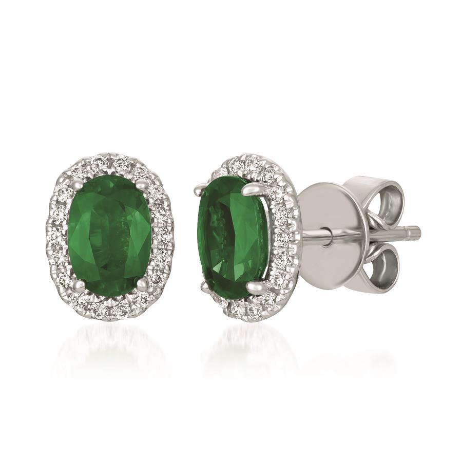 Stud Emeralds Earring - Colored Stone Earrings